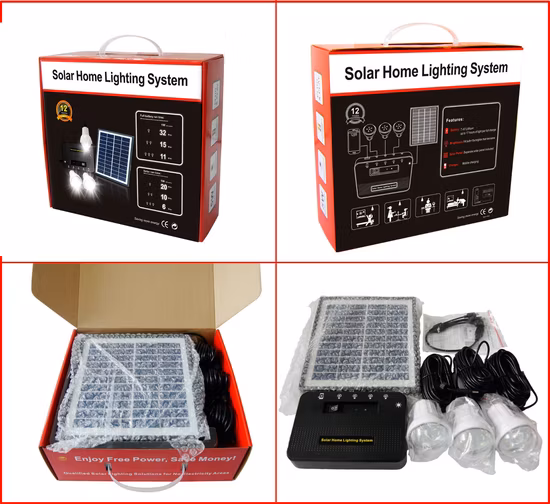 Solar Home Kit with Three Bulbs, Affordable for Most Rural, Emergency Light for Your Family with Phone Charge.